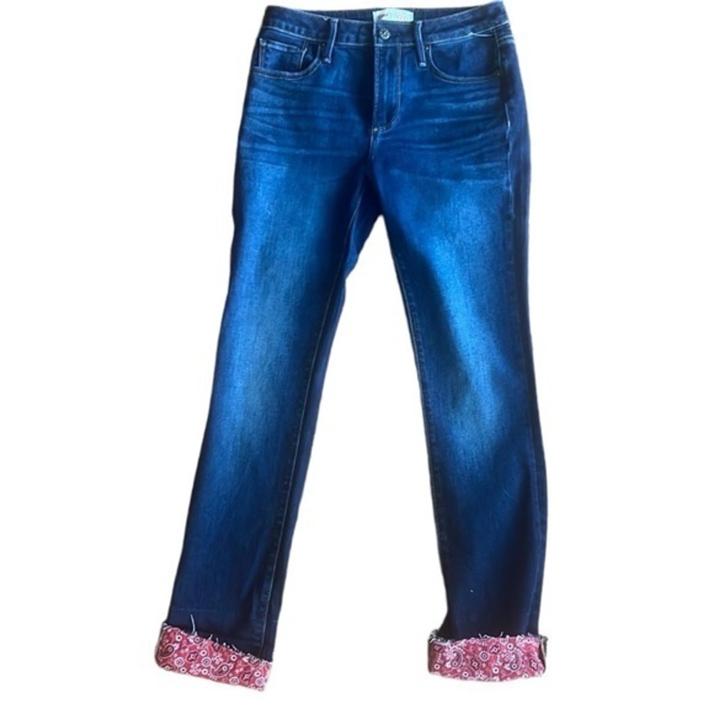 Driftwood Collette Paisley cuffed five pocket blue jean pants in size 27